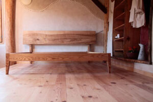 Handmade bed made of solid wood