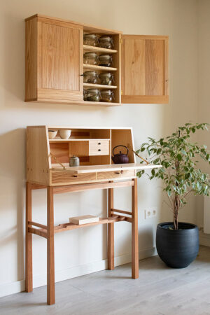 Handmade tea cabinet made of solid wood